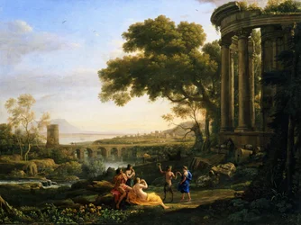 Krajina s tančící nymfou a satyrem